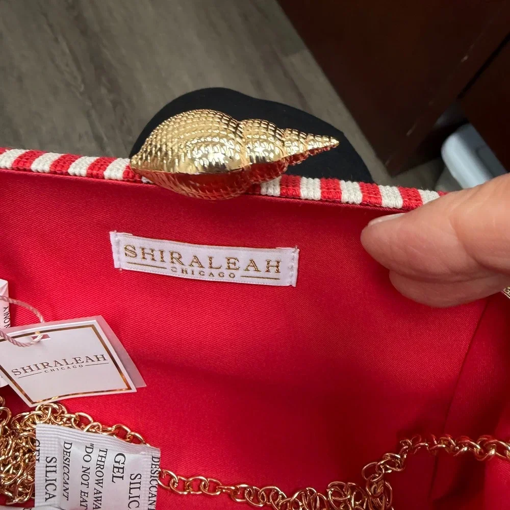 Shiraleah Chicago Lobster Striped Clutch Bag Red White Blue Nautical NWT